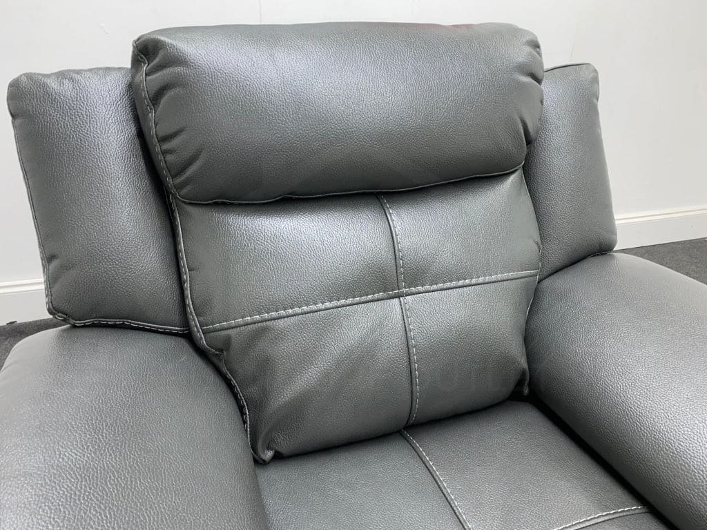 Parker Electric Recliner Grey Leather Chair Sofas