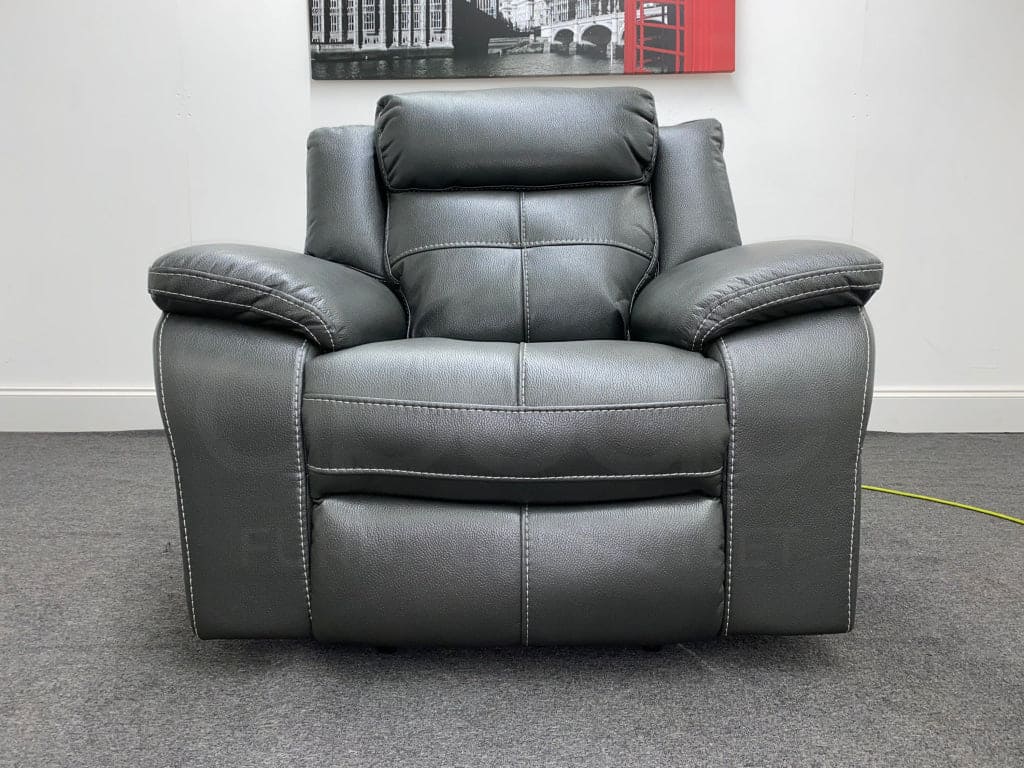 Parker Electric Recliner Grey Leather Chair Sofas