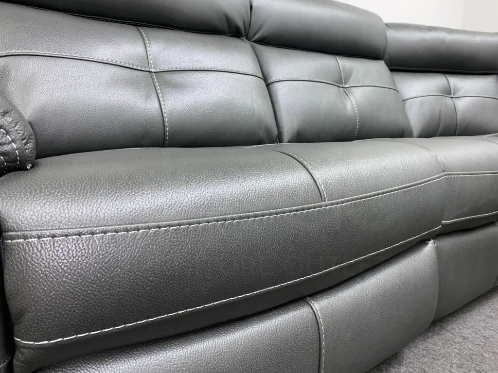 Parker Electric Recliner Grey Leather Corner Sofa Sofas