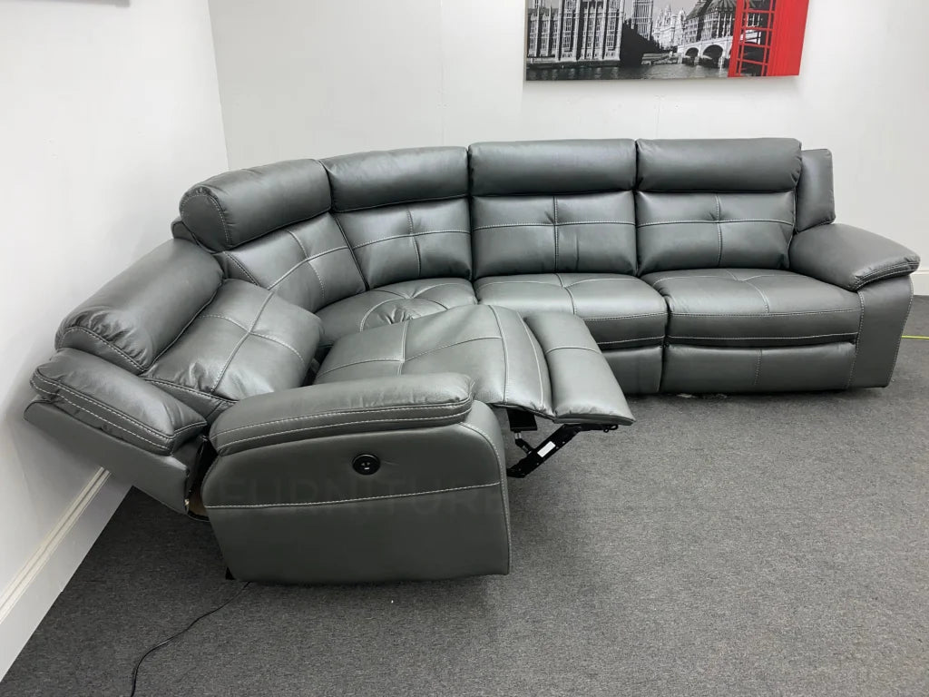 Parker Electric Recliner Grey Leather Lhf Corner Sofa Sofas