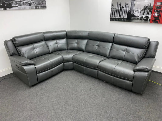 Parker Electric Recliner Grey Leather Lhf Corner Sofa Sofas