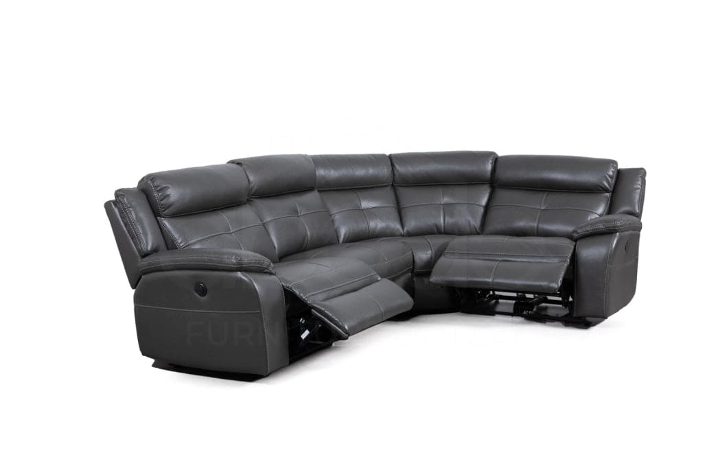 Parker Electric Recliner Grey Leather Rhf Corner Sofa Sofas