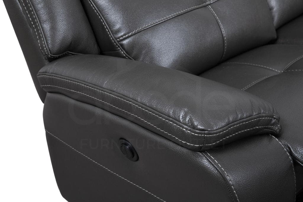 Parker Electric Recliner Grey Leather Rhf Corner Sofa Sofas