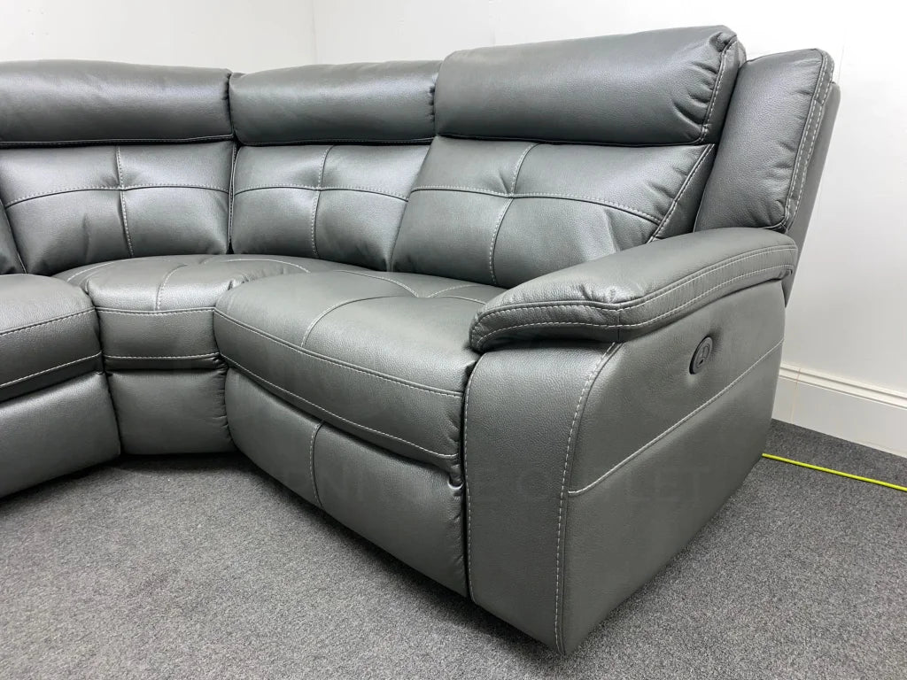 Parker Electric Recliner Grey Leather Rhf Corner Sofa Sofas