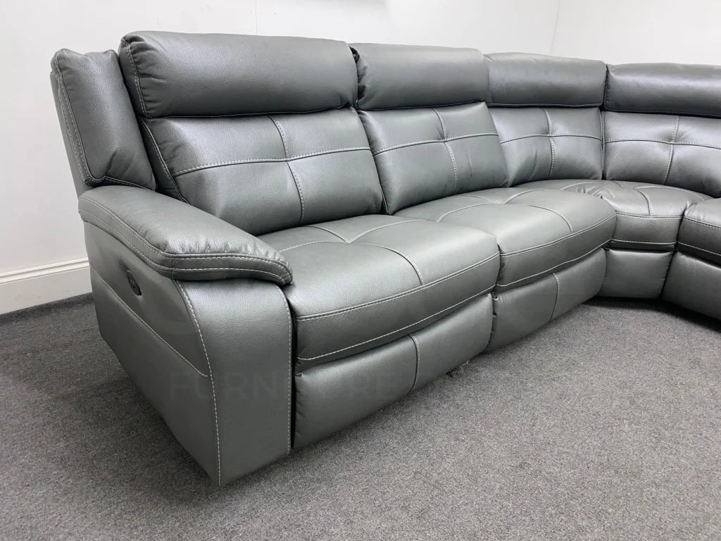 Parker Electric Recliner Grey Leather Rhf Corner Sofa Sofas