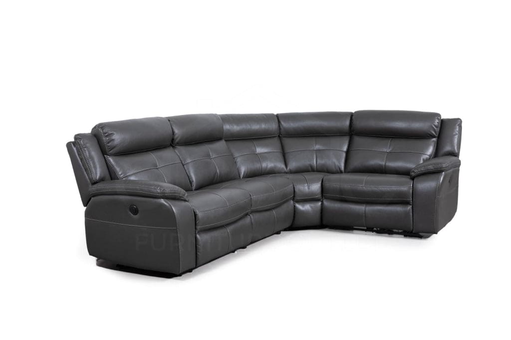 Parker Electric Recliner Grey Leather Rhf Corner Sofa Sofas