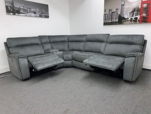 Portebello Lhf Electric Recliner 4 Seater Grey Fabric Corner Sofa Sofas