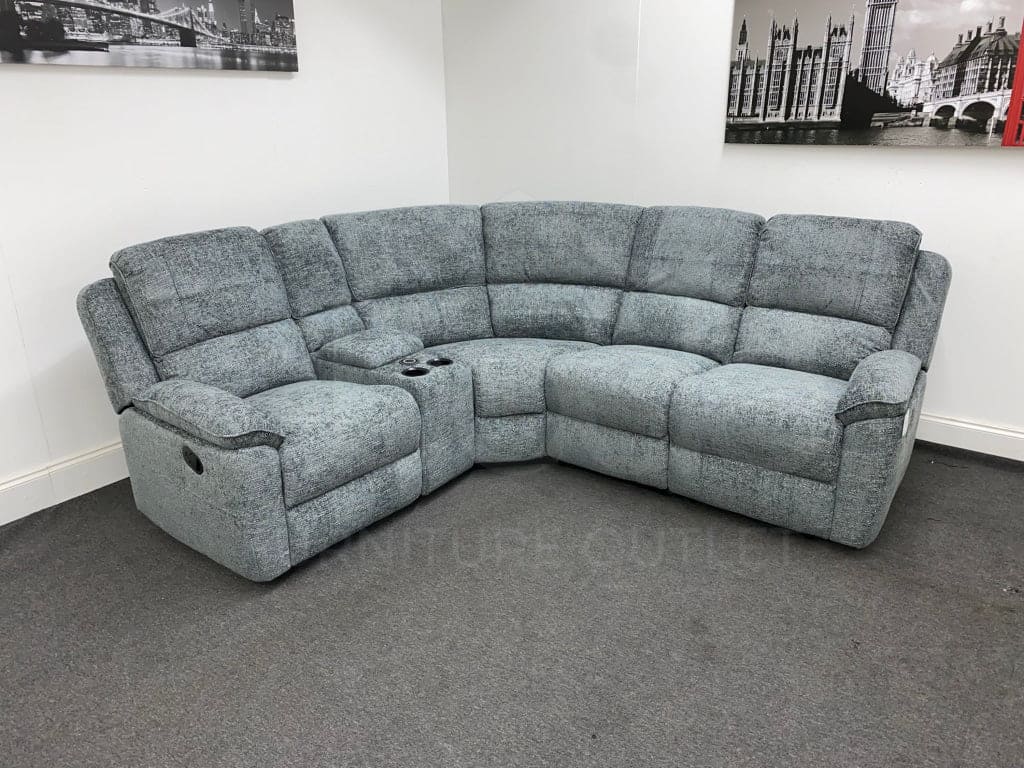 Reversible Cabello Grey Fabric Recliner Corner Sofa Sofas