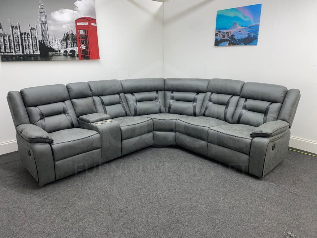 Ronan Electric Recliner Grey Corner Sofa Sofas