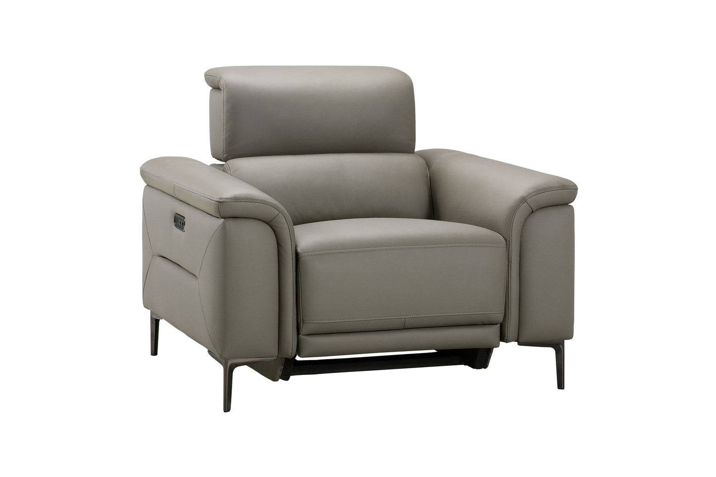 San Antonio Top Grain Silver Leather Power Recliner Sofa Range with Adjustable Headrests