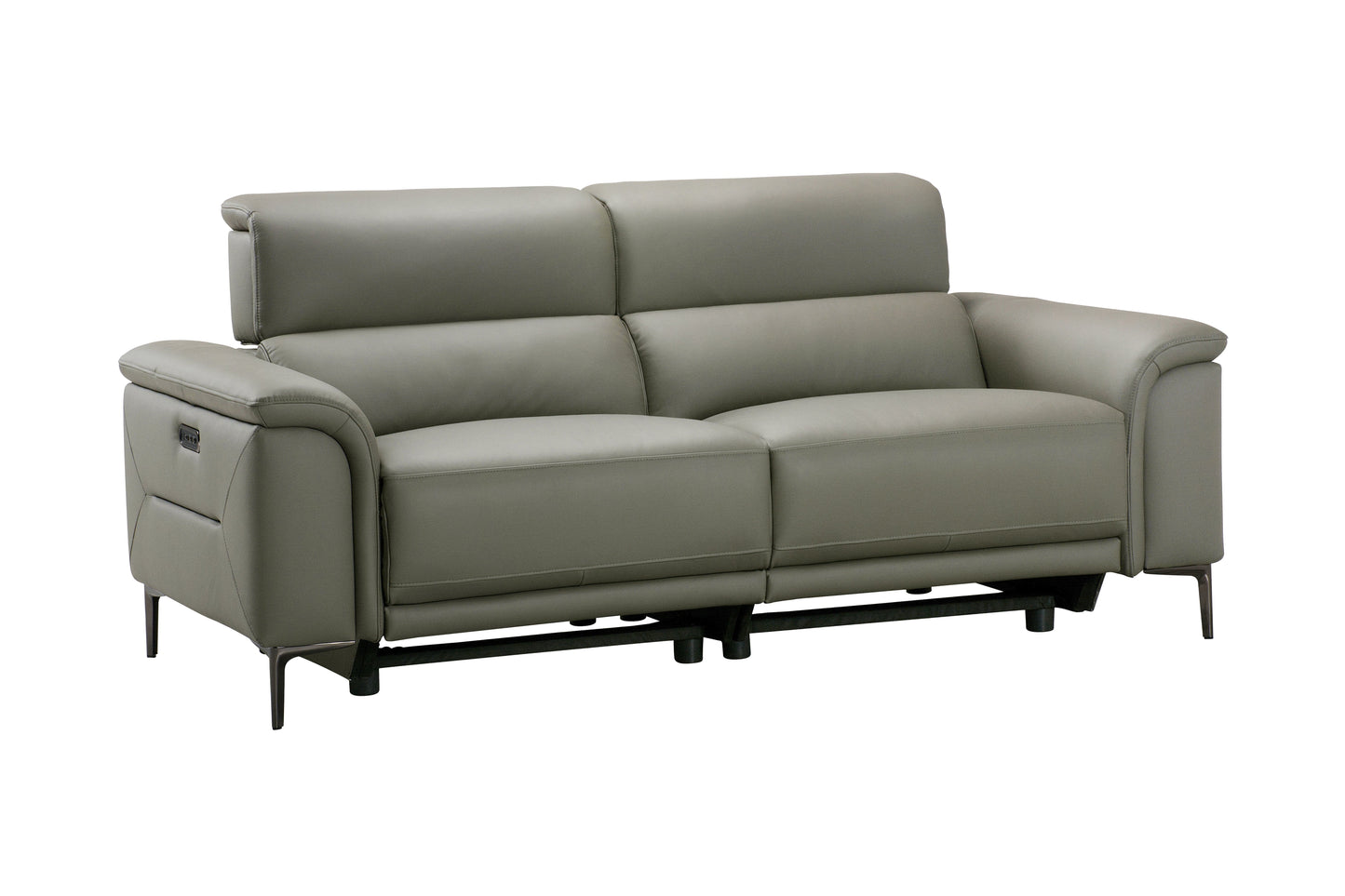 San Antonio Top Grain Silver Leather Power Recliner Sofa Range with Adjustable Headrests