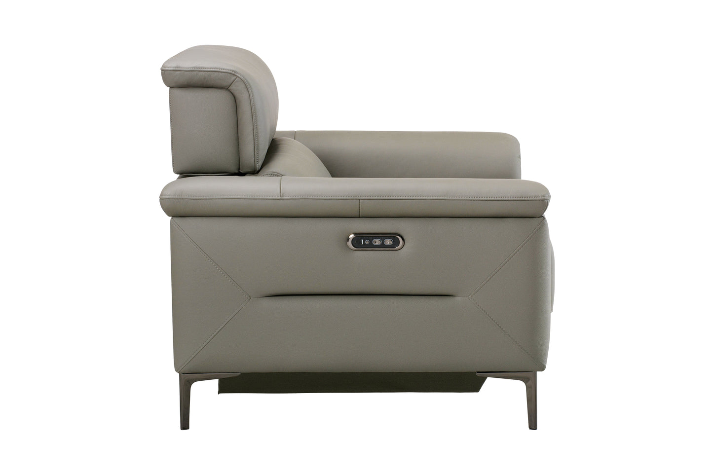 San Antonio Top Grain Silver Leather Power Recliner Sofa Range with Adjustable Headrests