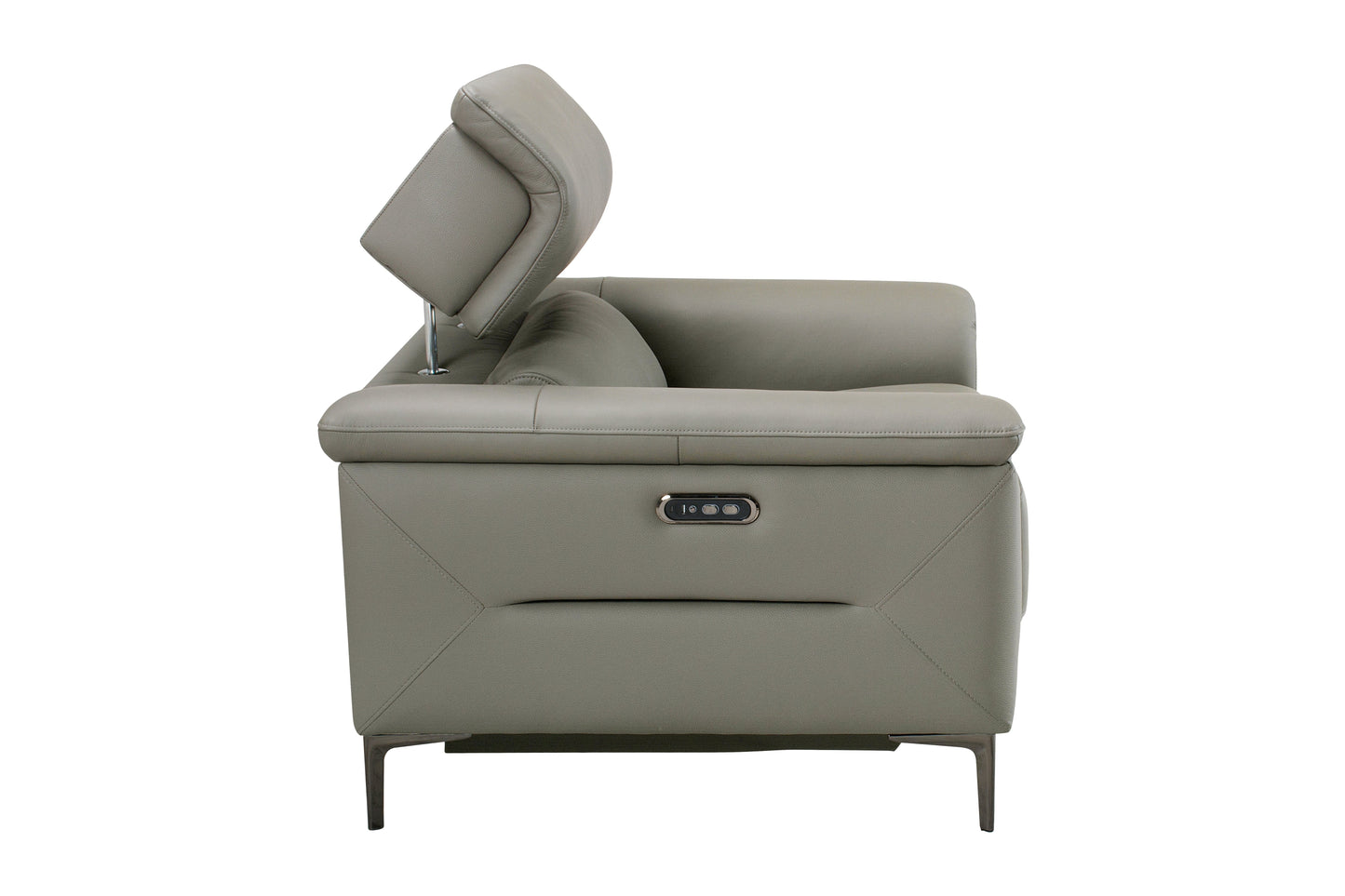 San Antonio Top Grain Silver Leather Power Recliner Sofa Range with Adjustable Headrests