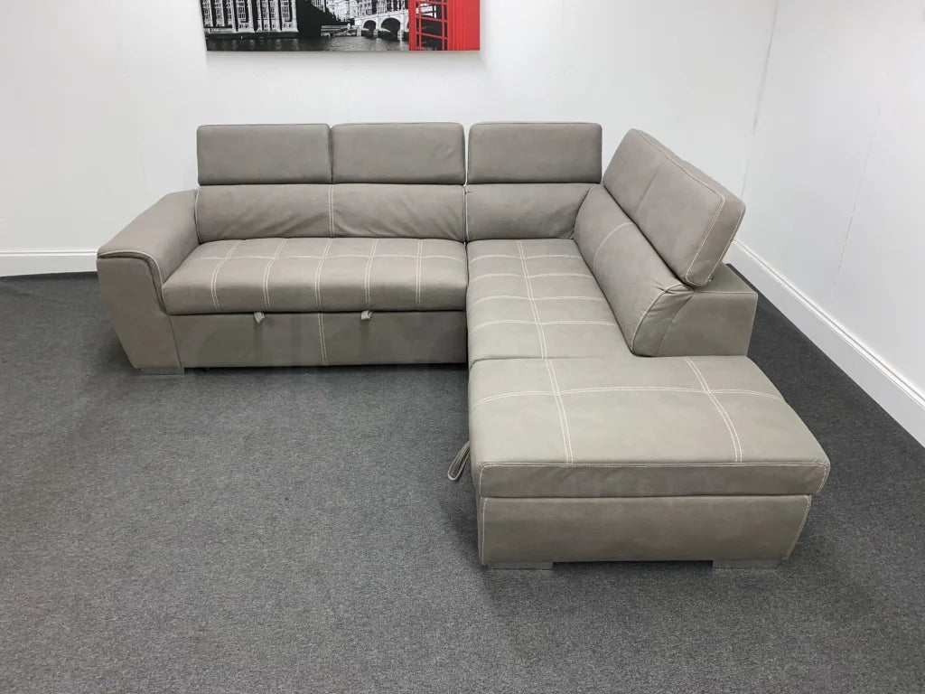 Sophia Fabric Rhf Corner Sofa Bed With Storage Footstool Sofas
