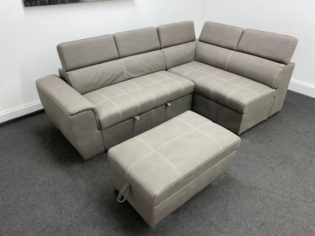 Sophia Fabric Rhf Corner Sofa Bed With Storage Footstool Sofas