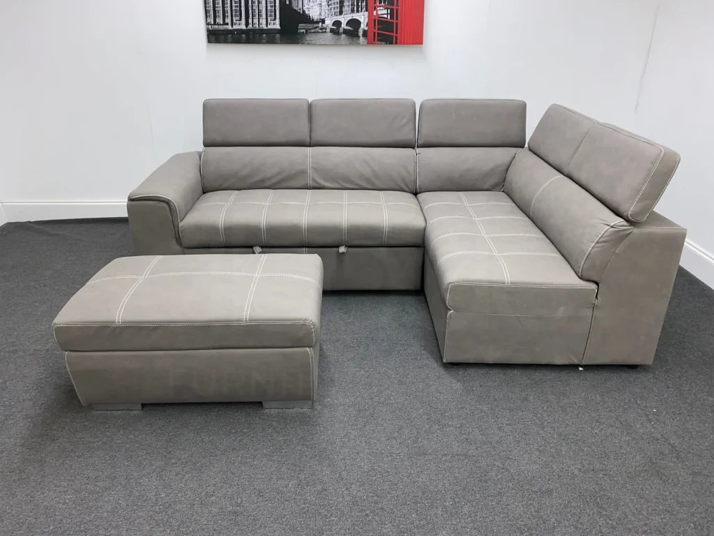 Sophia Fabric Rhf Corner Sofa Bed With Storage Footstool Sofas