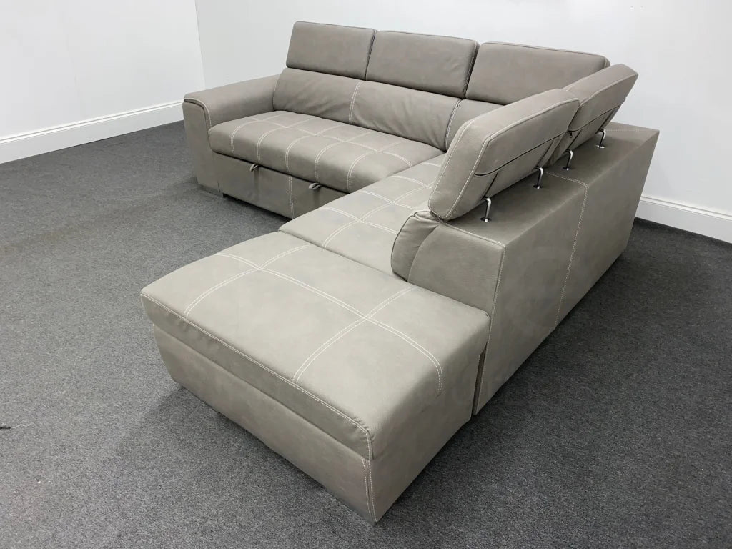 Sophia Fabric Rhf Corner Sofa Bed With Storage Footstool Sofas