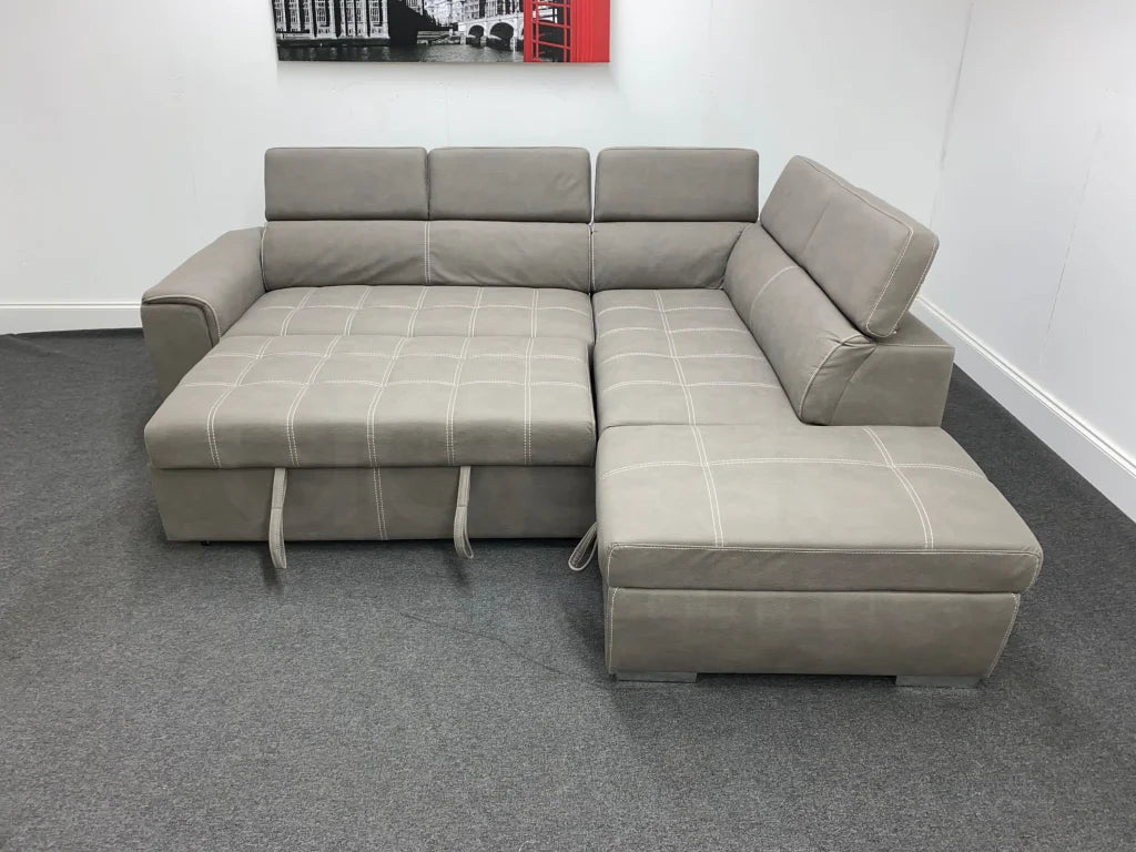Sophia Fabric Rhf Corner Sofa Bed With Storage Footstool Sofas