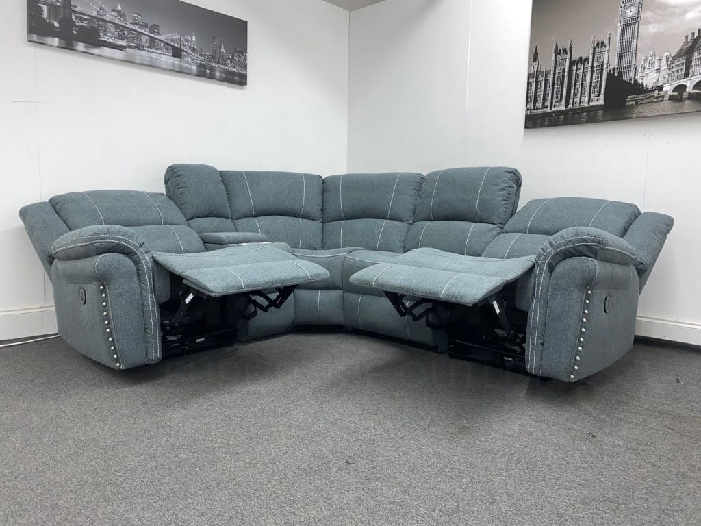 “Finsbury Express’ Grey Fabric Electric Recliner Lhf Modular Corner Sofa Sofas