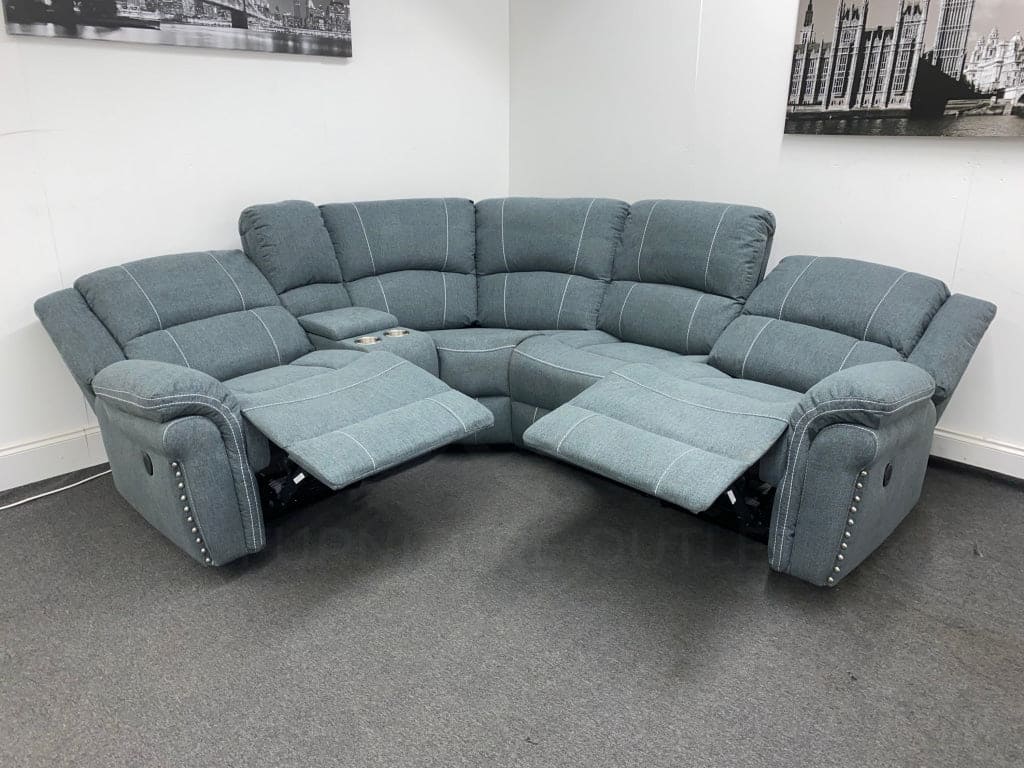 “Finsbury Express’ Grey Fabric Electric Recliner Lhf Modular Corner Sofa Sofas