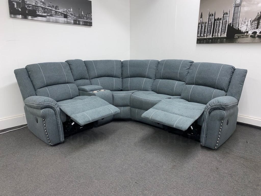 “Finsbury Express’ Grey Fabric Electric Recliner Lhf Modular Corner Sofa Sofas