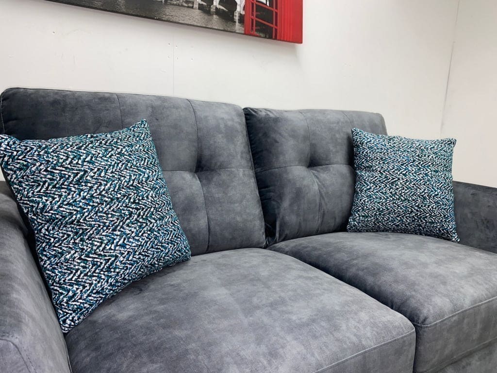 Studio French Connection Electric Recliner Grey Plush Velvet Fabric 3 Seater 2 & Armchair Sofa Set