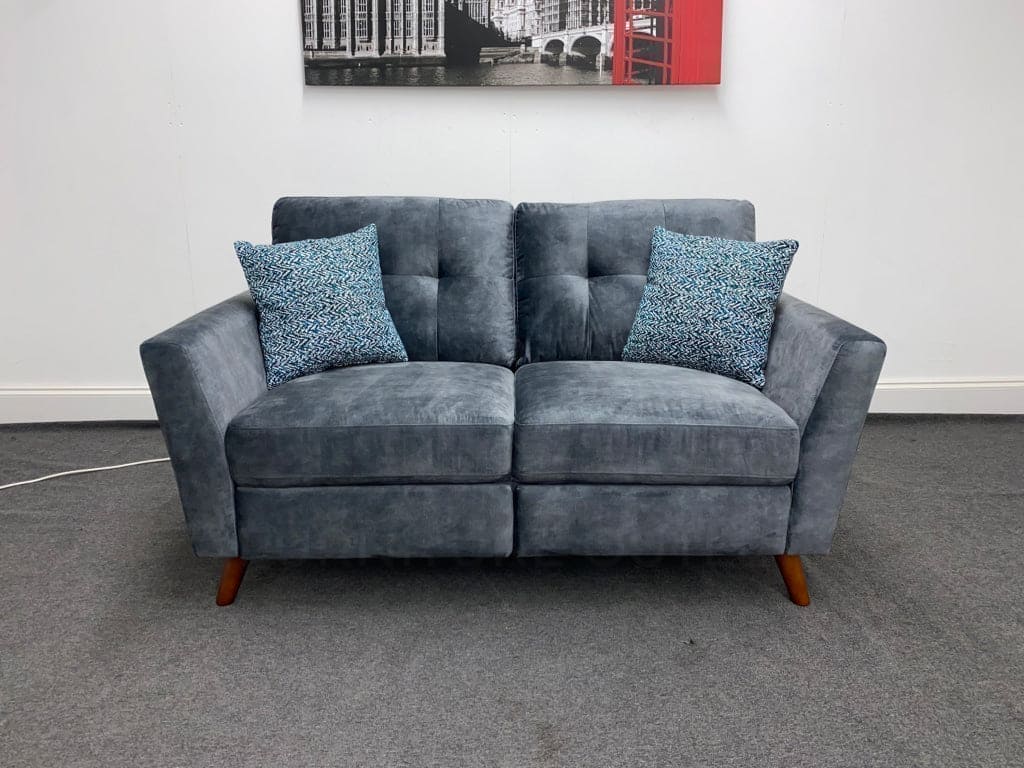 Studio French Connection Electric Recliner Grey Plush Velvet Fabric 3 Seater 2 & Armchair Sofa Set