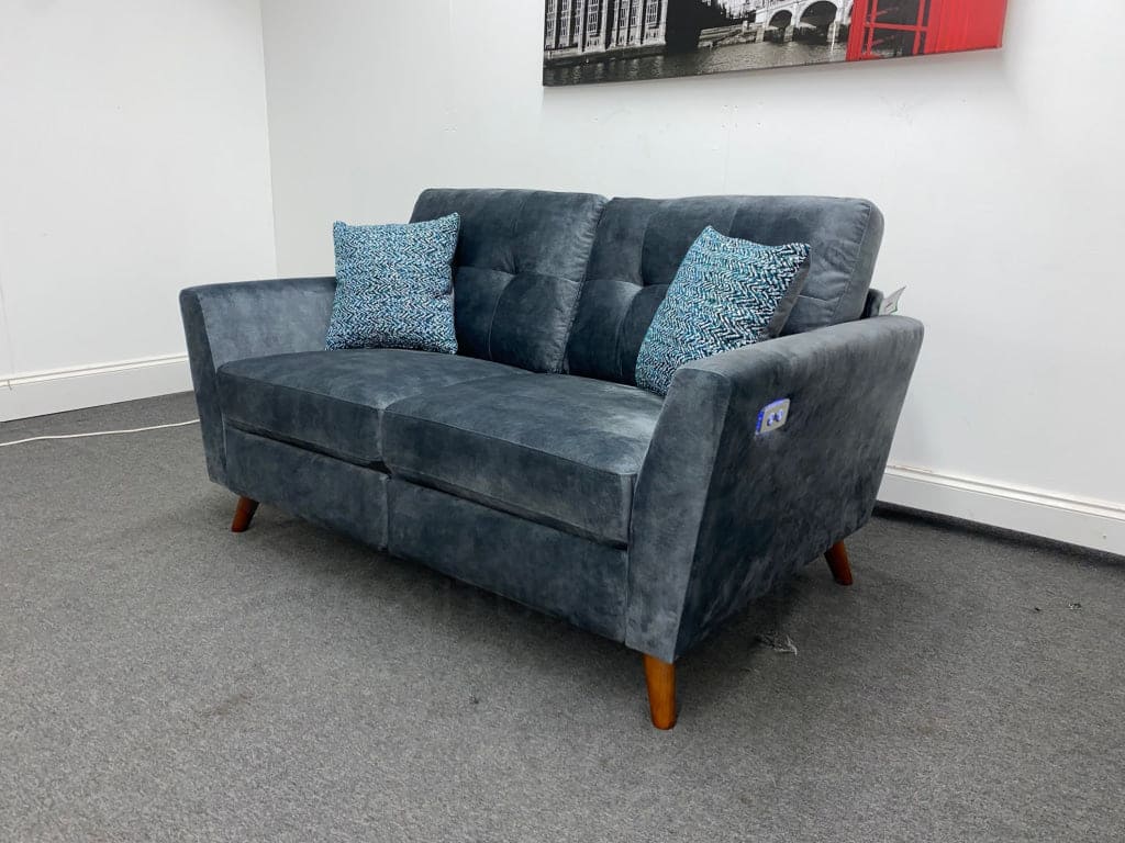Studio French Connection Electric Recliner Grey Plush Velvet Fabric 3 Seater 2 & Armchair Sofa Set
