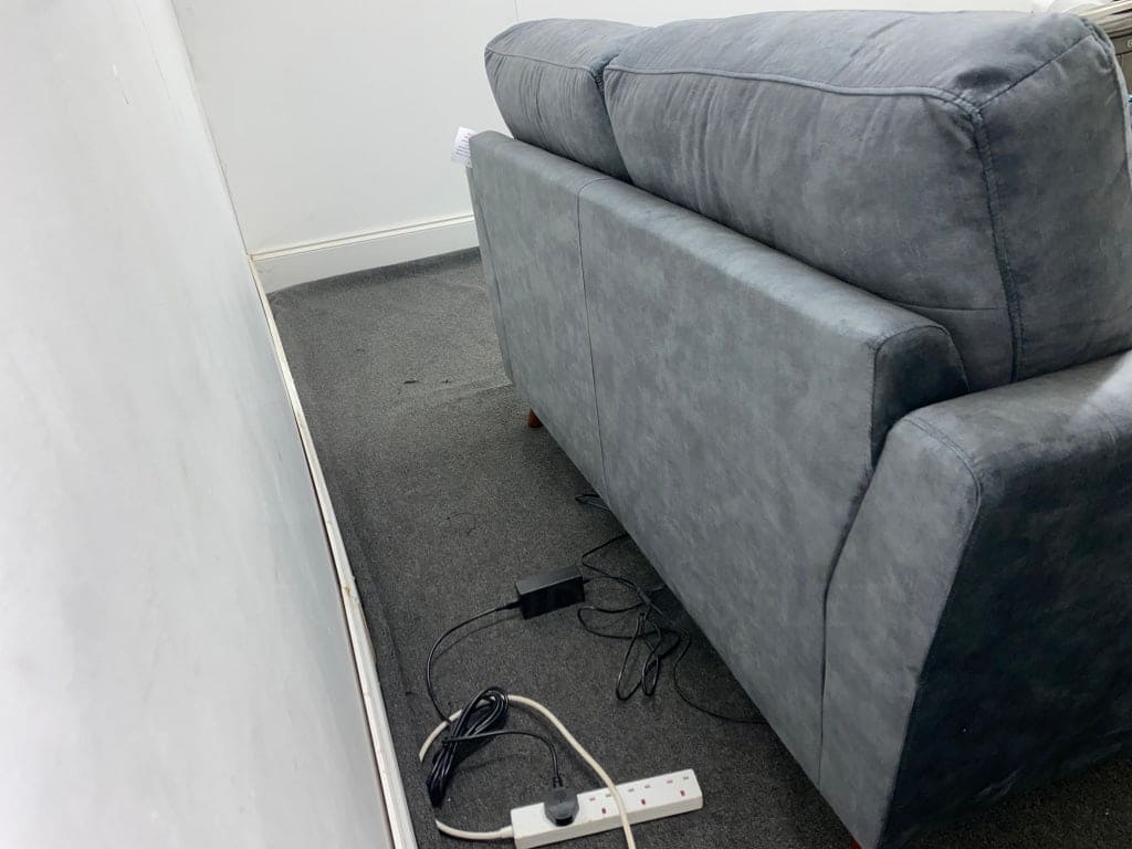 Studio French Connection Electric Recliner Grey Plush Velvet Fabric 3 Seater 2 & Armchair Sofa Set