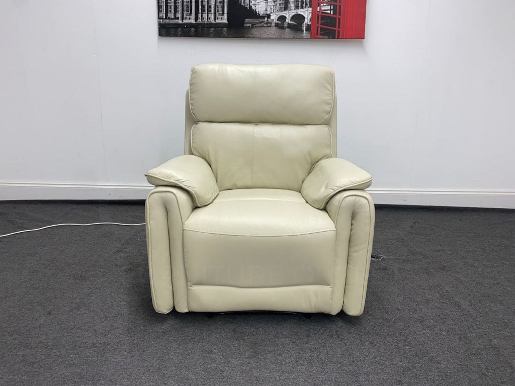 Supreme Power Recliner Cream Leather Armchair Sofa Sofas