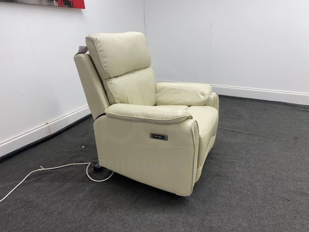 Supreme Power Recliner Cream Leather Armchair Sofa Sofas