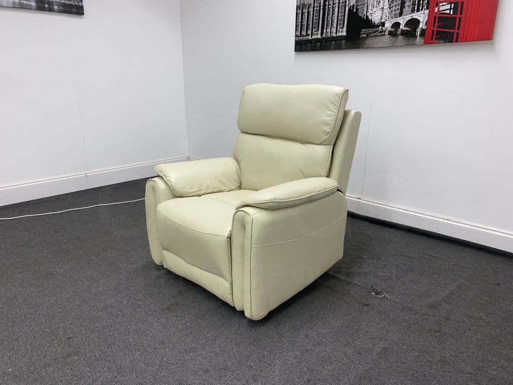 Supreme Power Recliner Cream Leather Armchair Sofa Sofas