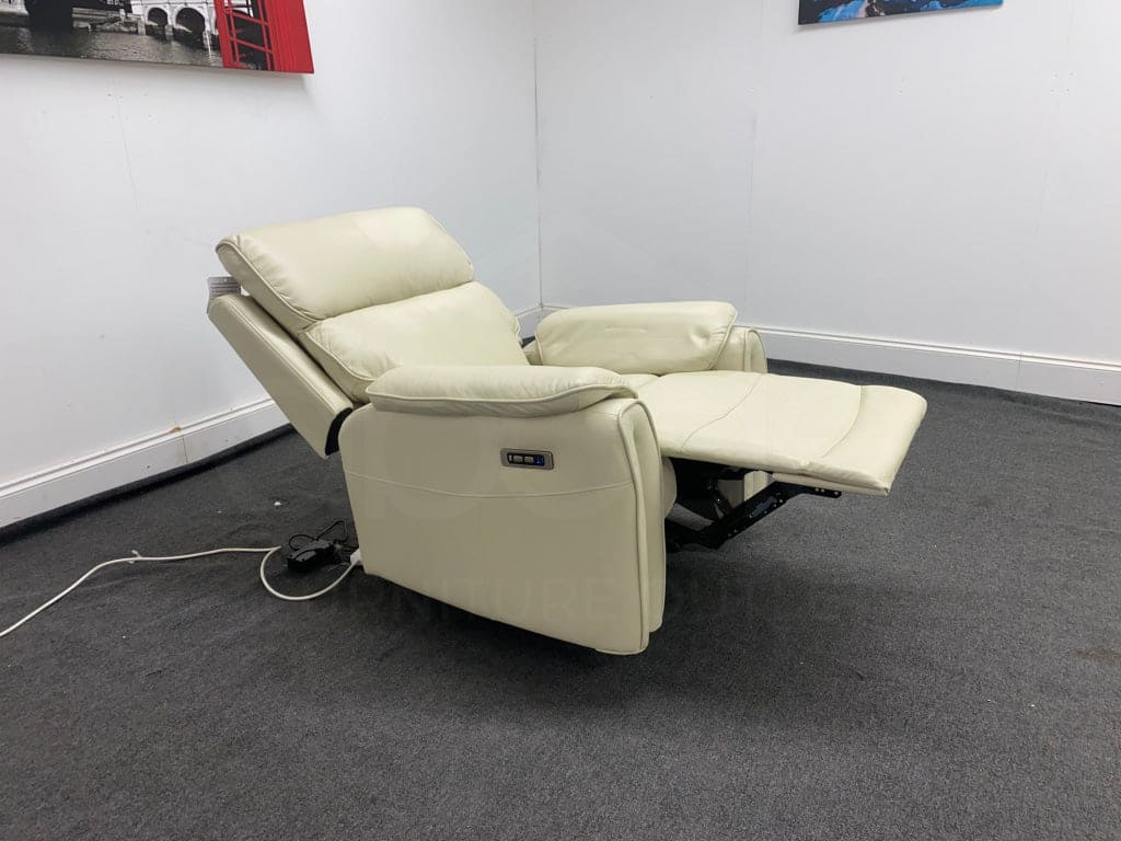 Supreme Power Recliner Cream Leather Armchair Sofa Sofas