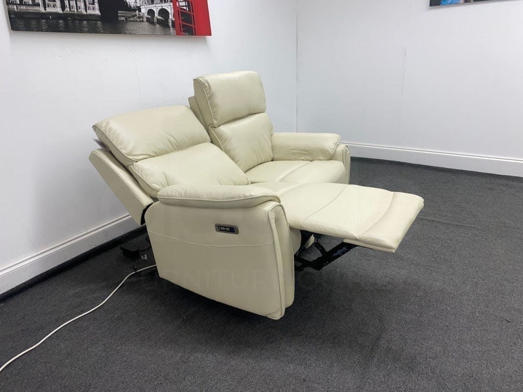 Supreme Power Recliner Cream Leather 2 Seater Sofa Sofas