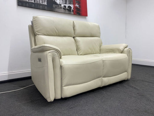 Supreme Power Recliner Cream Leather 2 Seater Sofa Sofas
