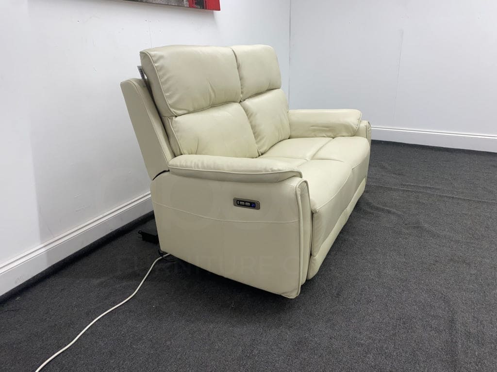 Supreme Power Recliner Cream Leather 2 Seater Sofa Sofas