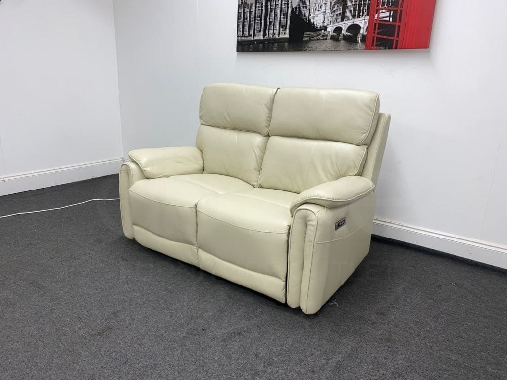 Supreme Power Recliner Cream Leather 2 Seater Sofa Sofas