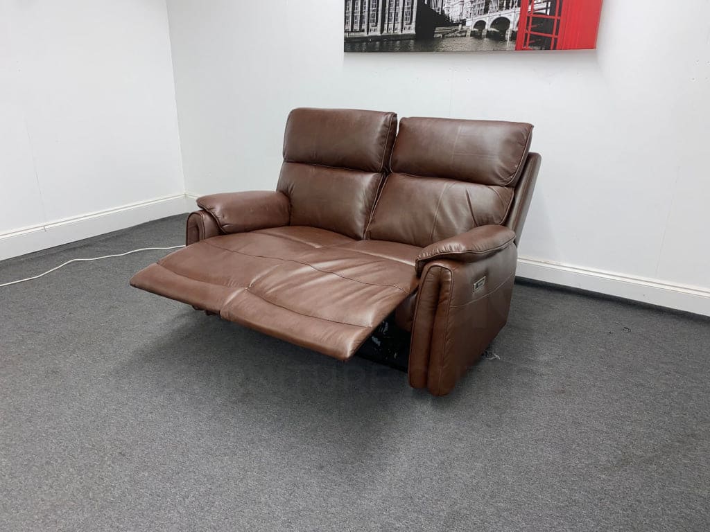 Supreme Power Recliner Brown Leather 2 Seater Sofa Sofas