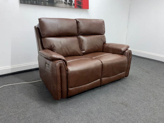 Supreme Power Recliner Brown Leather 2 Seater Sofa Sofas