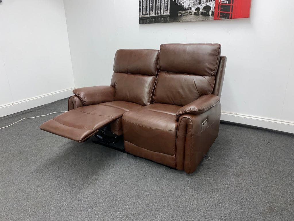 Supreme Power Recliner Brown Leather 2 Seater Sofa Sofas