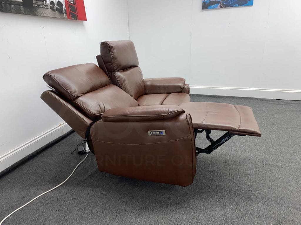 Supreme Power Recliner Brown Leather 2 Seater Sofa Sofas