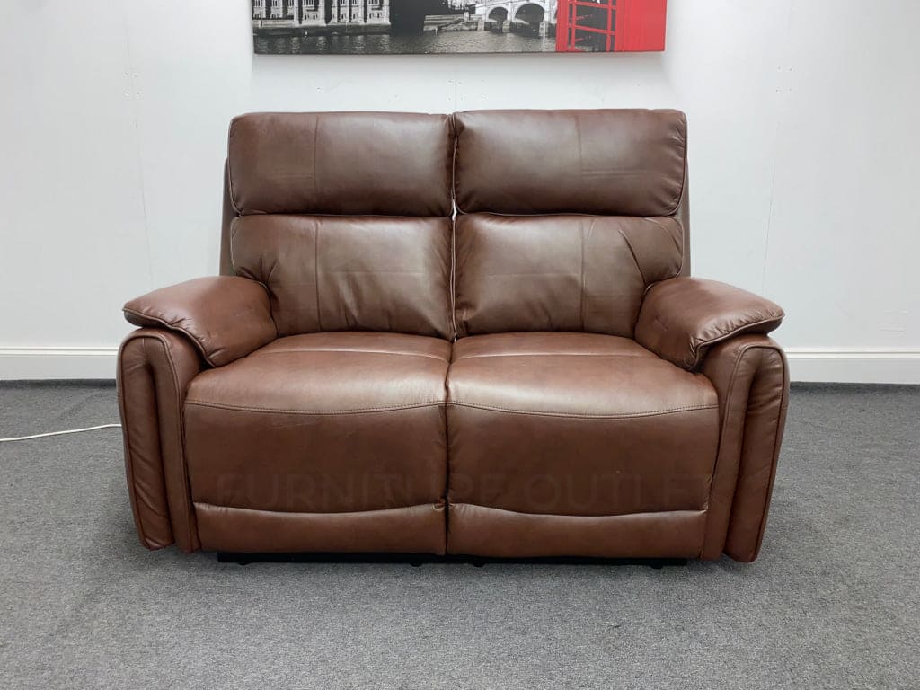 Supreme Power Recliner Brown Leather 2 Seater Sofa Sofas