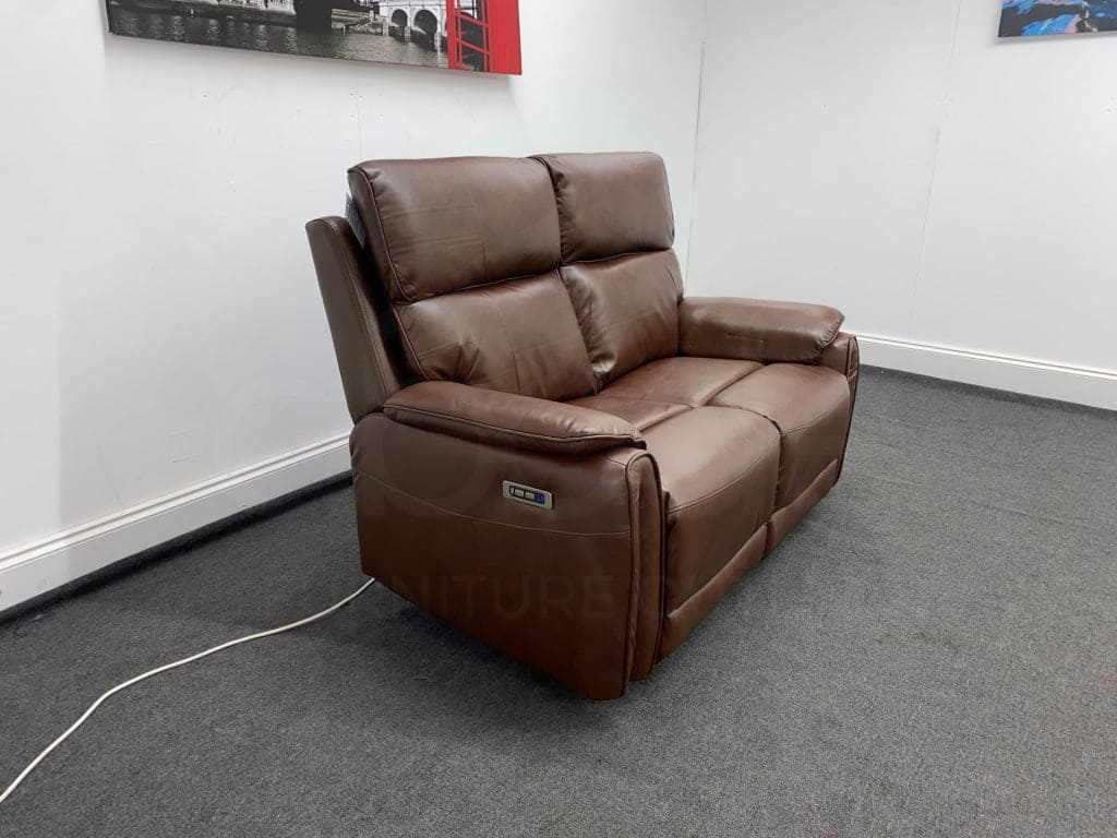 Supreme Power Recliner Brown Leather 2 Seater Sofa Sofas