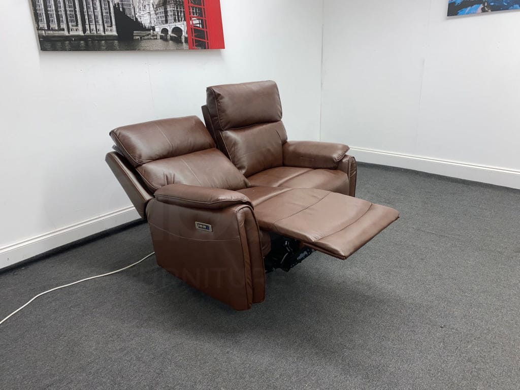 Supreme Power Recliner Brown Leather 2 Seater Sofa Sofas