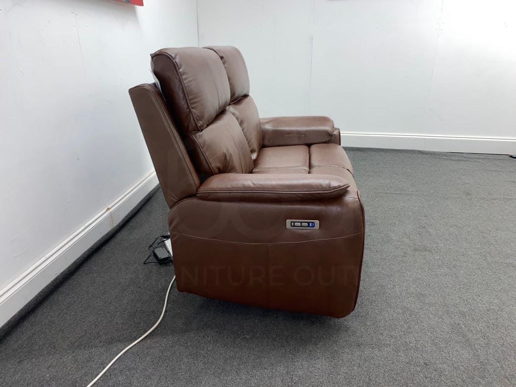 Supreme Power Recliner Brown Leather 2 Seater Sofa Sofas