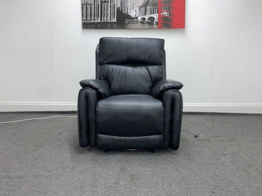 Supreme Power Recliner Black Leather Armchair Sofa Sofas