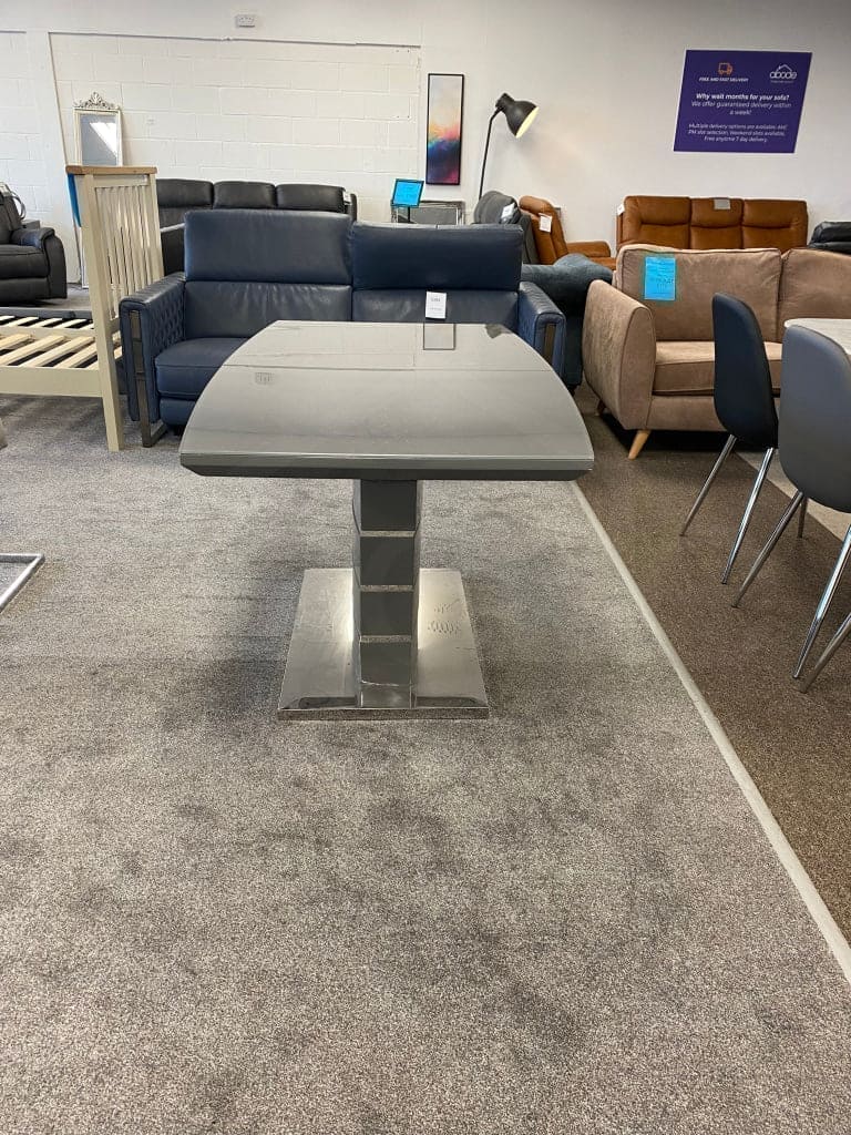 This Whole Dining Set - Grey Extending Glass Top Table + 6 Leather Chairs Dining Table And Chairs