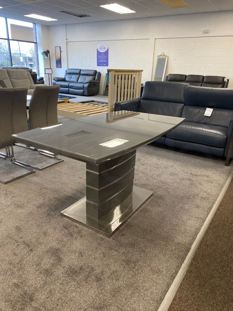 This Whole Dining Set - Grey Extending Glass Top Table + 6 Leather Chairs Dining Table And Chairs