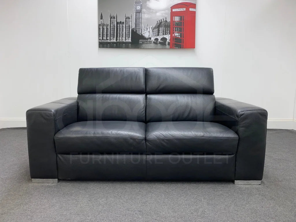 Velocity Black Leather 2 Seater Sofa Sofas