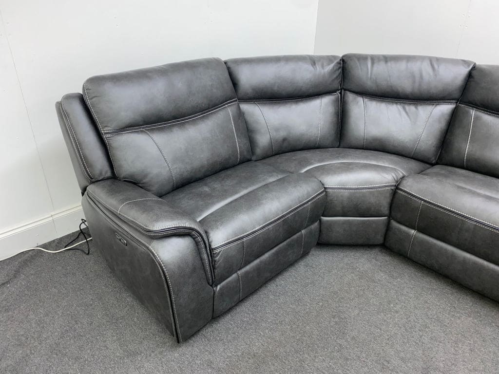 Vinson Express Smart Tech Electric Recliner Grey Fabric Corner Sofa Sofas